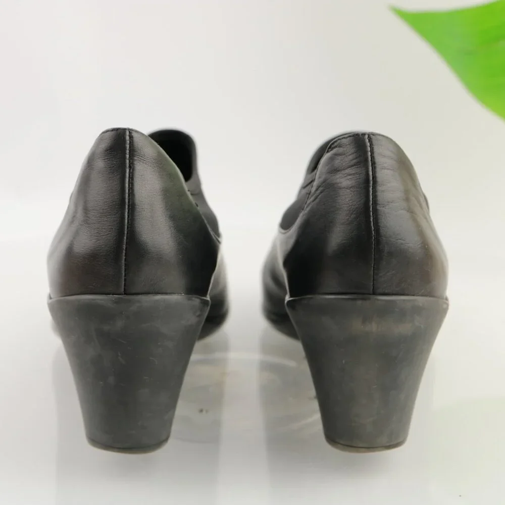 Aquatalia Womens Boot Size 9.5‎ Waterproof Black Leather Bootie Wedge Heel Pumps